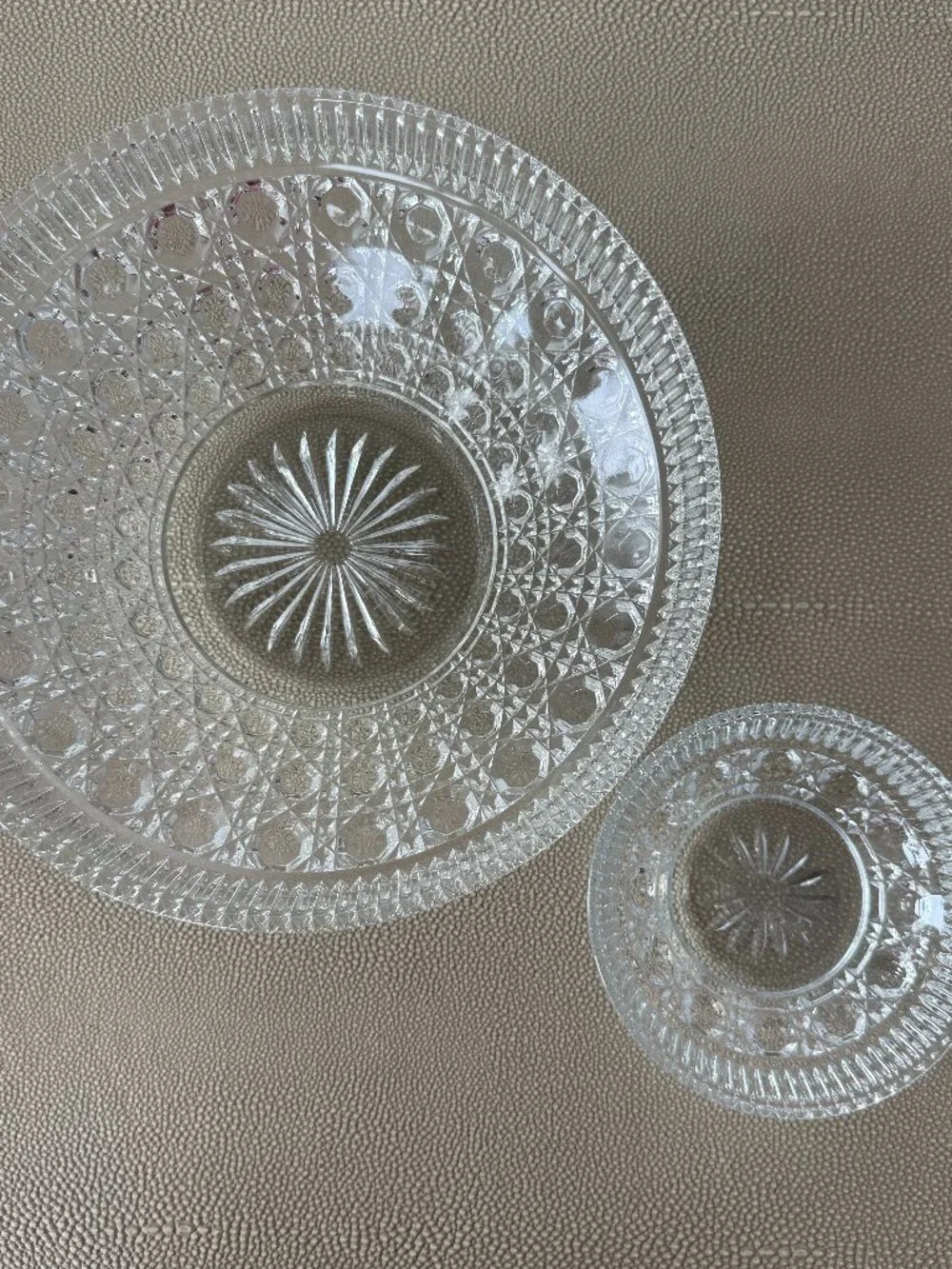 Vintage Indiana Glass Button & Cane Chip & Dip Serving Bowls